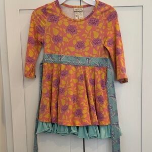 Matilda Jane Pink and Yellow Floral Dress with Blue Accents